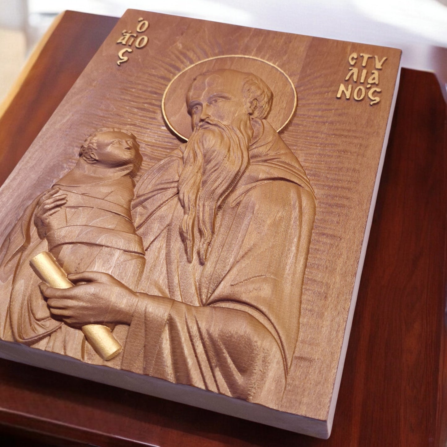 Άγιος Στυλιανός Ξυλόγλυπτη Εικόνα.