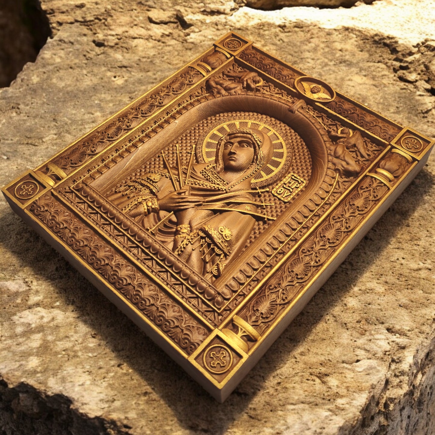 Παναγία Επτάσπαθη Ξυλόγλυπτη Εικόνα.