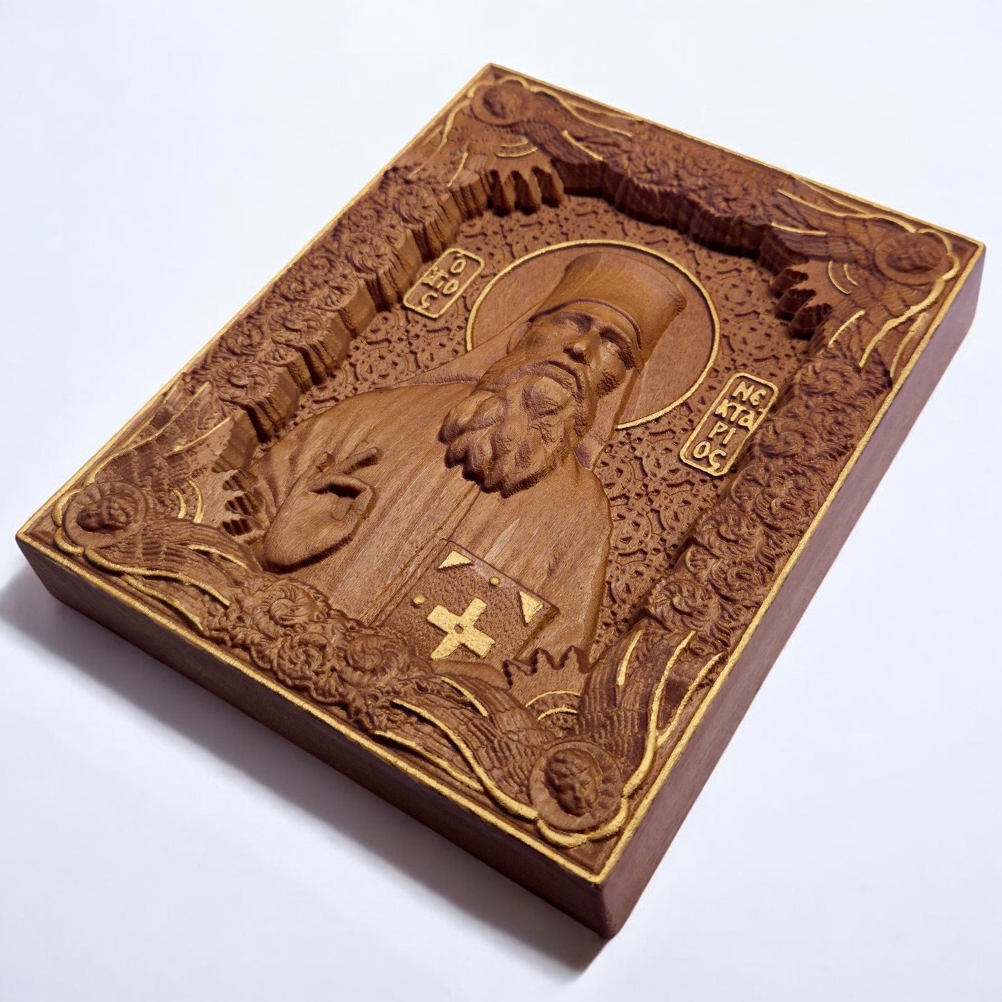 Άγιος Νεκτάριος Αιγίνης Ξυλόγλυπτη Εικόνα.