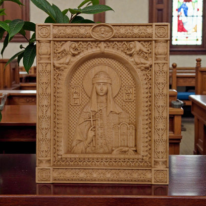 Αγία Όλγα Ξυλόγλυπτη Εικόνα.