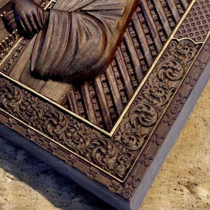 Saint Paisios of Mount Athos Wooden Carved Handmade Christian Icon. Byzantine Greek Home Decor.