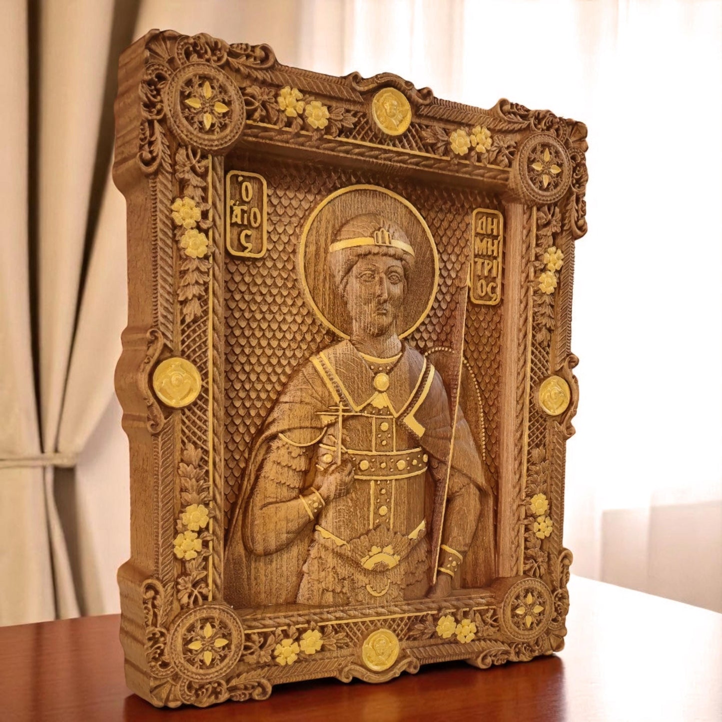 Άγιος Δημήτριος Θεσσαλονίκης Ξυλόγλυπτη Εικόνα.