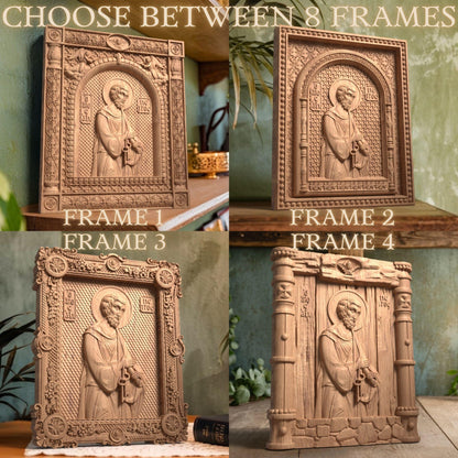 Saint Peter the Apostle Wooden Carved Handmade Christian Icon. Byzantine Greek Orthodox Home Art Decor.
