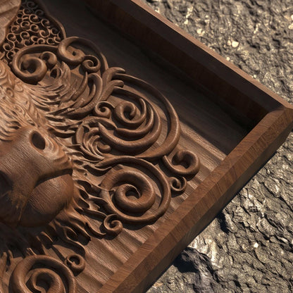 Bull Tribal Framed Bas Relief | Wooden Bull Carving | Sculptural Gift Idea