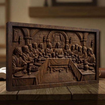 The Last Supper Simple Frame Wooden Carved Handmade Christian Icon  Byzantine Greek Orthodox Home Decor Cretan Holy Carvings