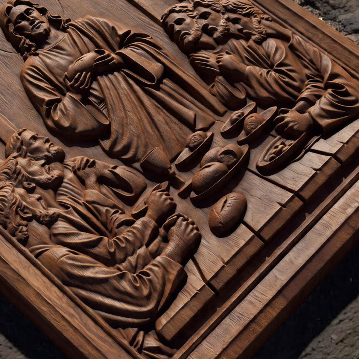 Jesus Christ Blesses the Bread Wooden Carved Handmade Christian Icon  Byzantine Greek Orthodox Home Decor Cretan Holy Carvings