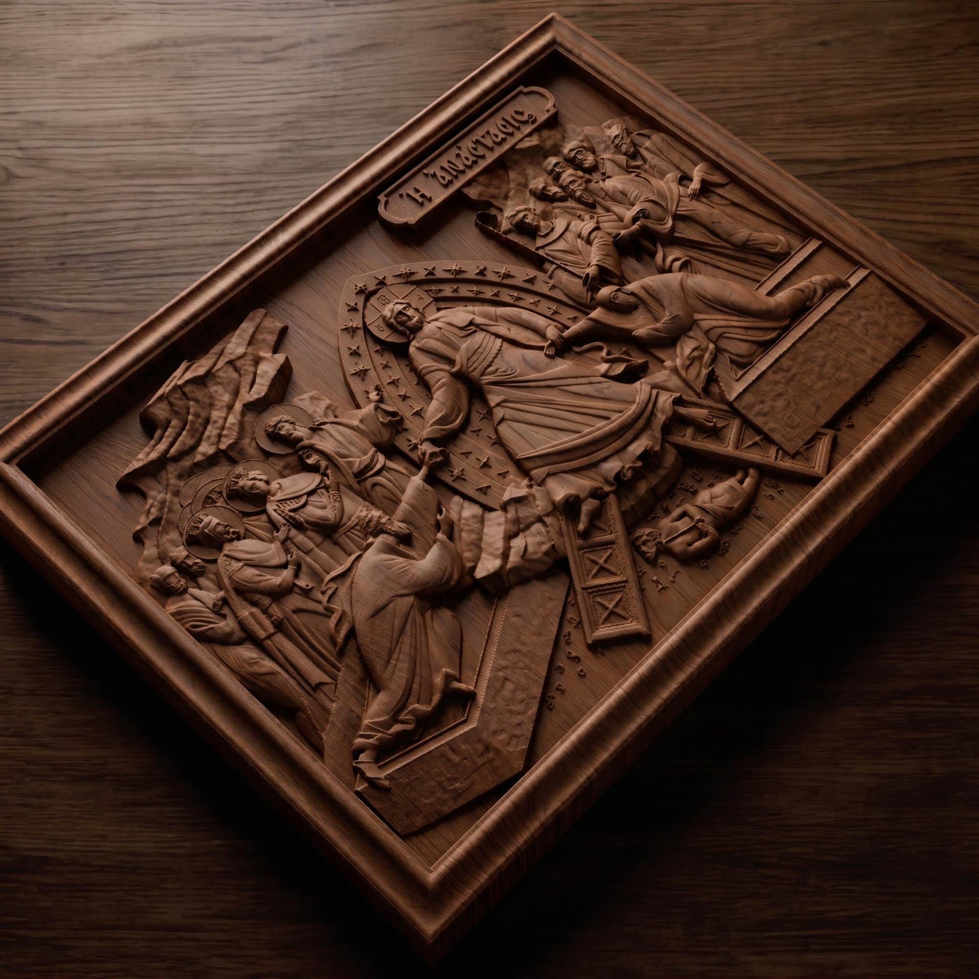 The Resurrection of Jesus Christ Wooden Carved Handmade Christian Icon | Byzantine Greek Orthodox Home Art Decor | Cretan Holy Carvings