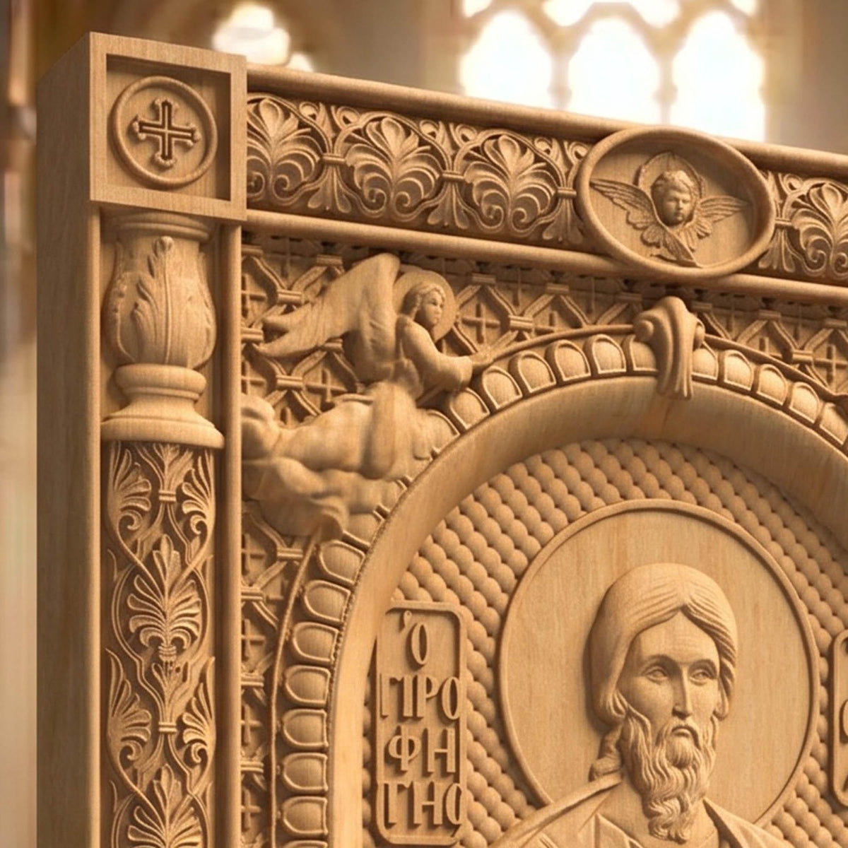 Prophet Isaiah Wooden Carved Handmade Christian Icon | Byzantine Greek Orthodox Home Art Decor