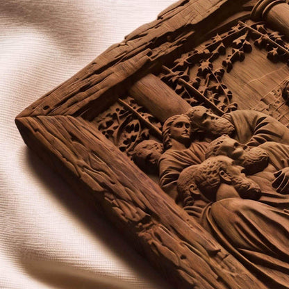 The Last Supper 3 Rustic Frame Wooden Carved Handmade Christian Icon  Byzantine Greek Orthodox Home Decor Cretan Holy Carvings