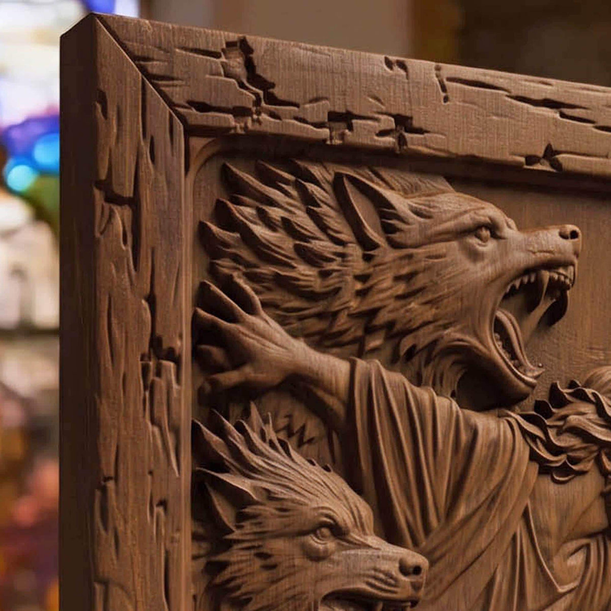Jesus Saves from the Wolves Wooden Carved Handmade Christian Icon  Byzantine Greek Orthodox Home Decor Cretan Holy Carvings