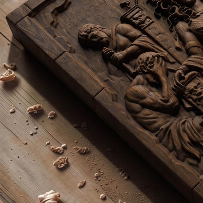 Medusa from Ancient Greek Mythology 3D Wooden Bas Relief Panel Art Sculptural Gift Idea Cretan Holy Carvings