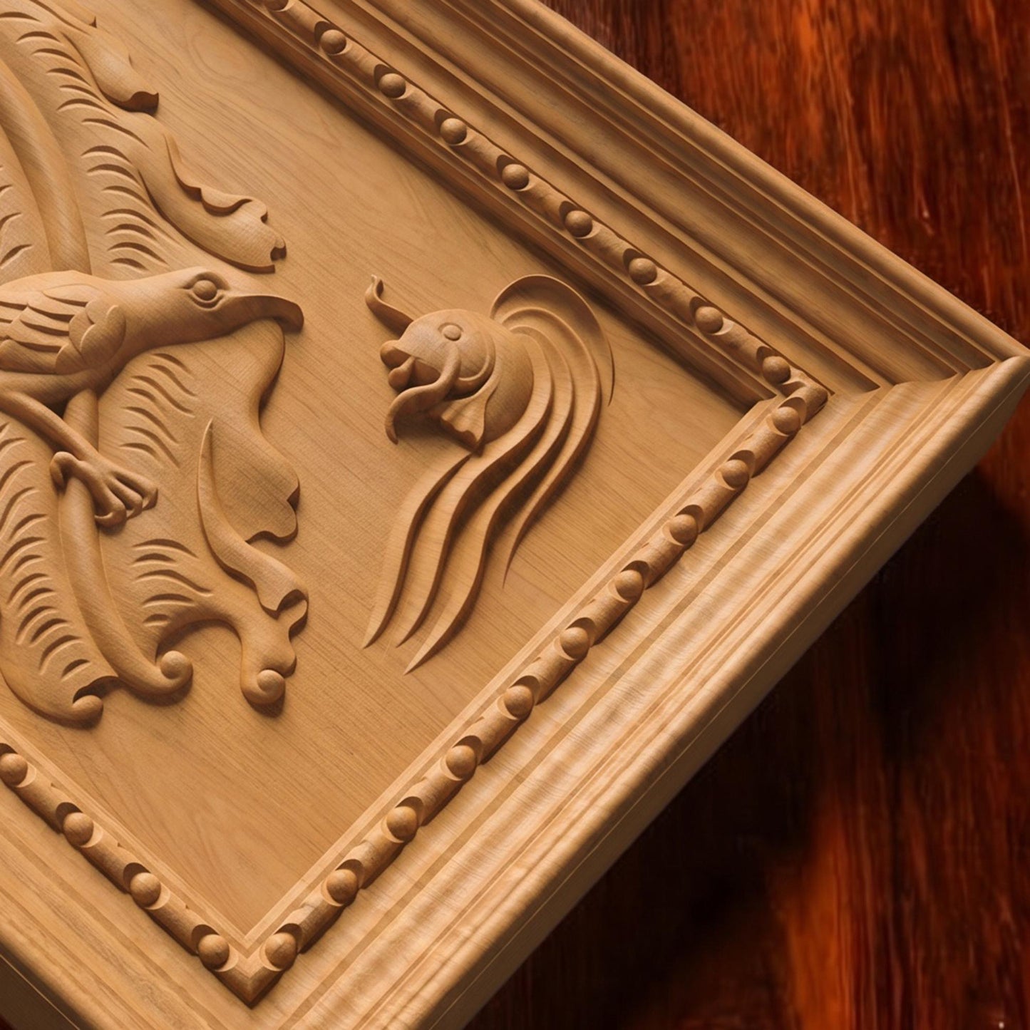 Bird and Fish Wooden Bas Relief | Wood Panel Art | Sculptural Gift Idea