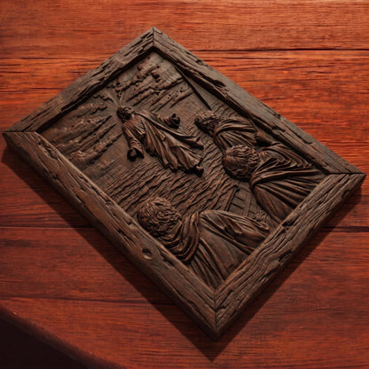Jesus Christ Walks on the Sea Wooden Carved Handmade Christian Icon  Byzantine Greek Orthodox Home Art Decor Cretan Holy Carvings