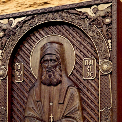 Άγιος Παΐσιος ο Αγιορείτης Ξυλόγλυπτη Εικόνα.