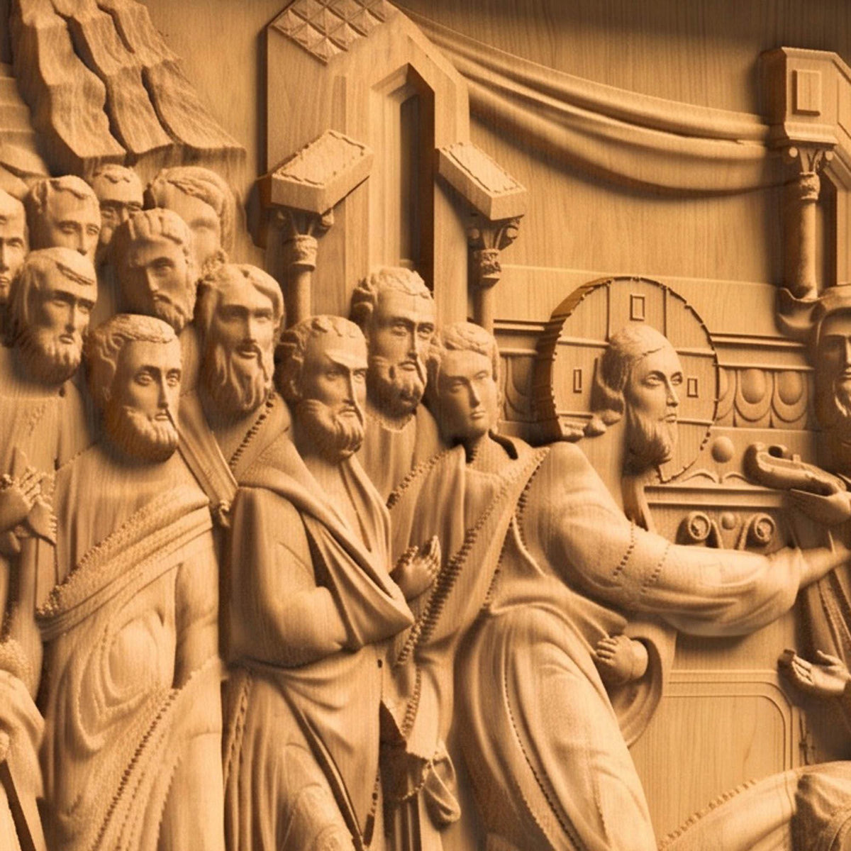 Jesus Raising the Daughter of Jairus Wooden Carved Handmade Christian Icon | Byzantine Greek Orthodox Home Art Decor