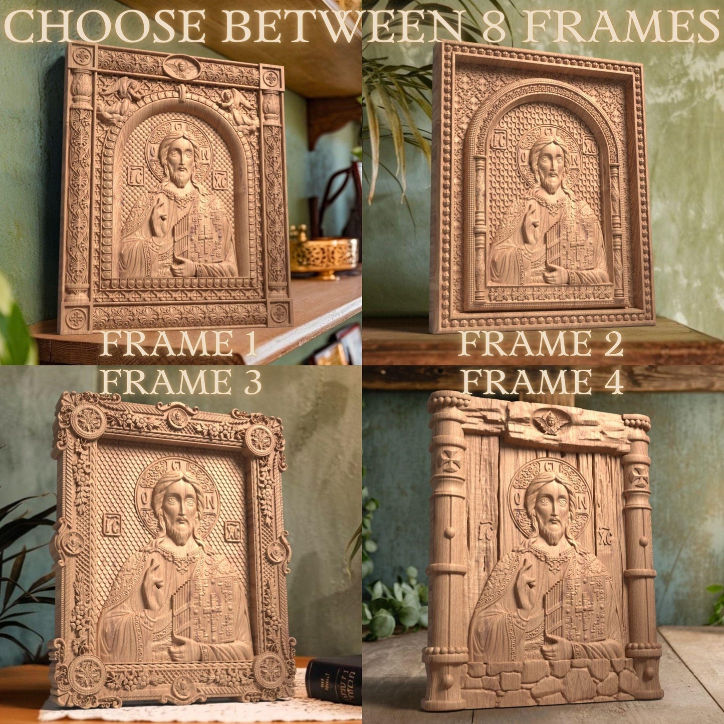 Jesus Christ Wooden Carved Handmade Christian Icon. Byzantine Greek Orthodox Home Art Decor.