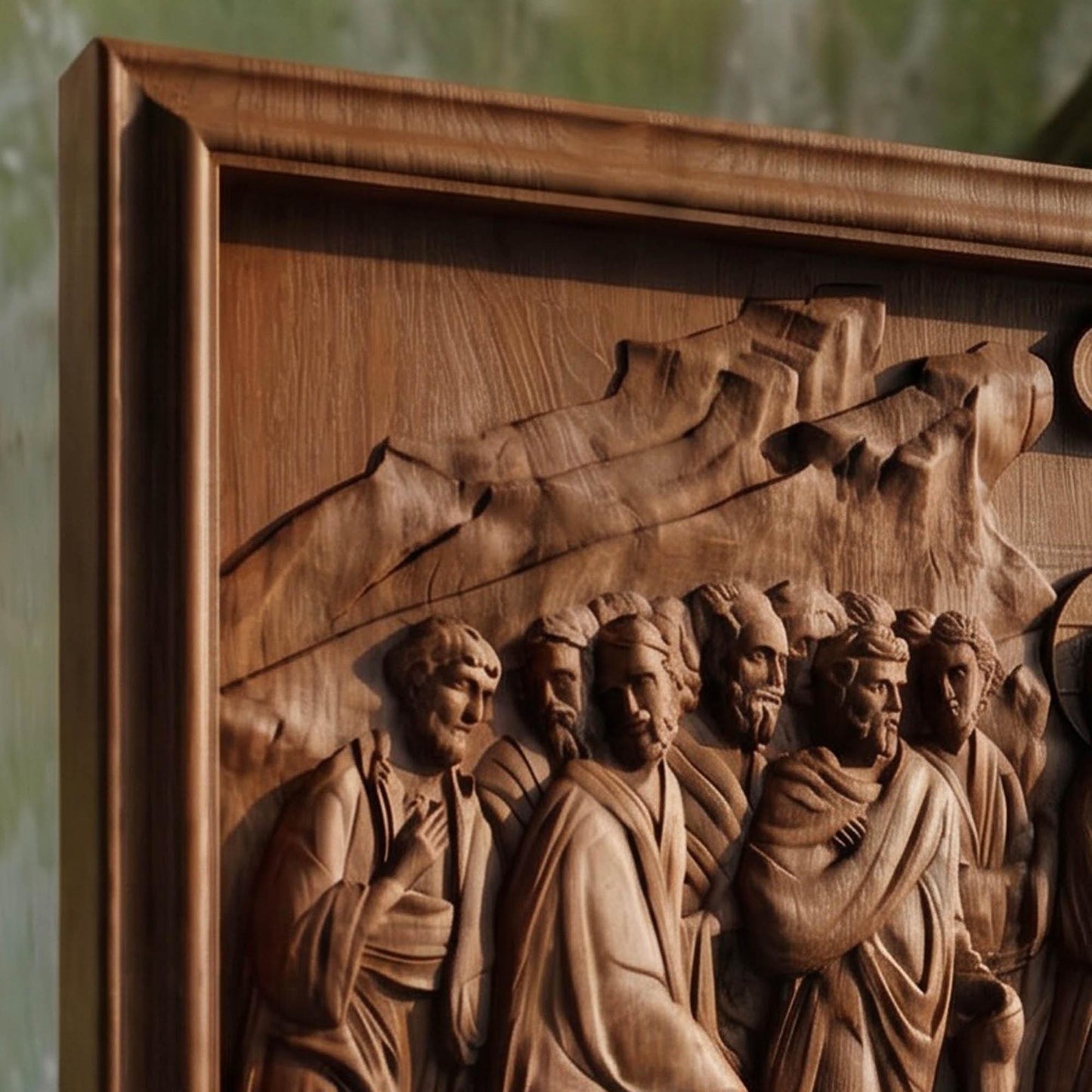 Lazarus Resurrection from Jesus Christ   Wooden Carved Handmade Christian Icon | Byzantine Greek Orthodox Home Art Decor