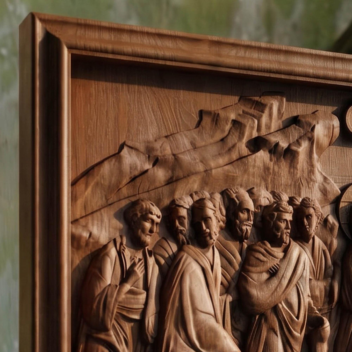 Lazarus Resurrection from Jesus Christ   Wooden Carved Handmade Christian Icon | Byzantine Greek Orthodox Home Art Decor