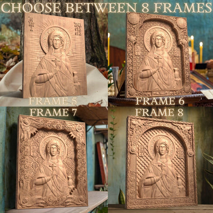 Saint Anastasia Wooden Carved Handmade Christian Icon. Byzantine Greek Orthodox Home Art Decor.