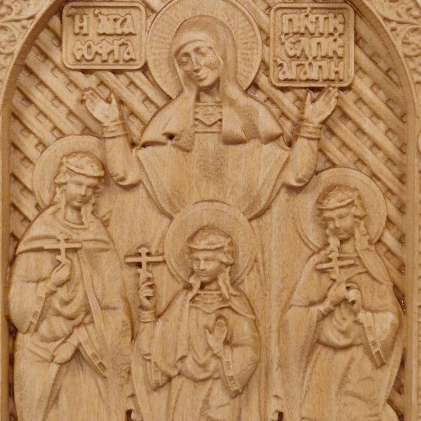 Αγίες Σοφία, Πίστη, Ελπίδα και Αγάπη Ξυλόγλυπτη Εικόνα.