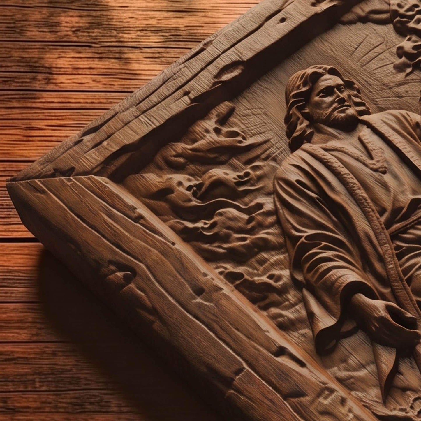 Jesus Christ Saving Apostle Peter Wooden Carved Handmade Christian Icon  Byzantine Greek Orthodox Home Decor Cretan Holy Carvings