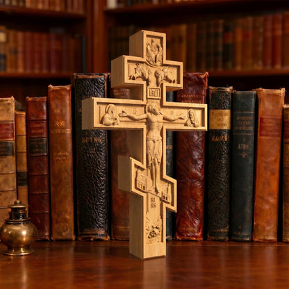 Hand Carved Cross No 1 | Wood Byzantine Greek Christian Wall Art