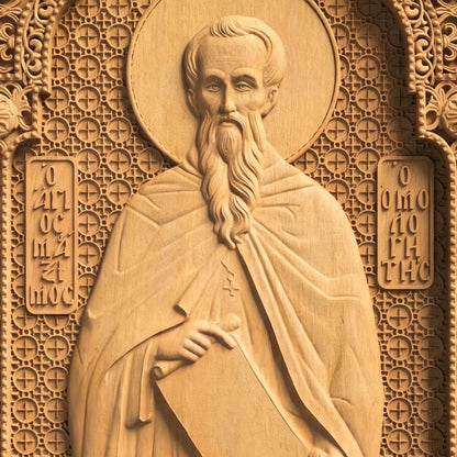 Saint Gregory the Confessor Wooden Carved Handmade Christian Icon | Byzantine Greek Orthodox Home Art Decor