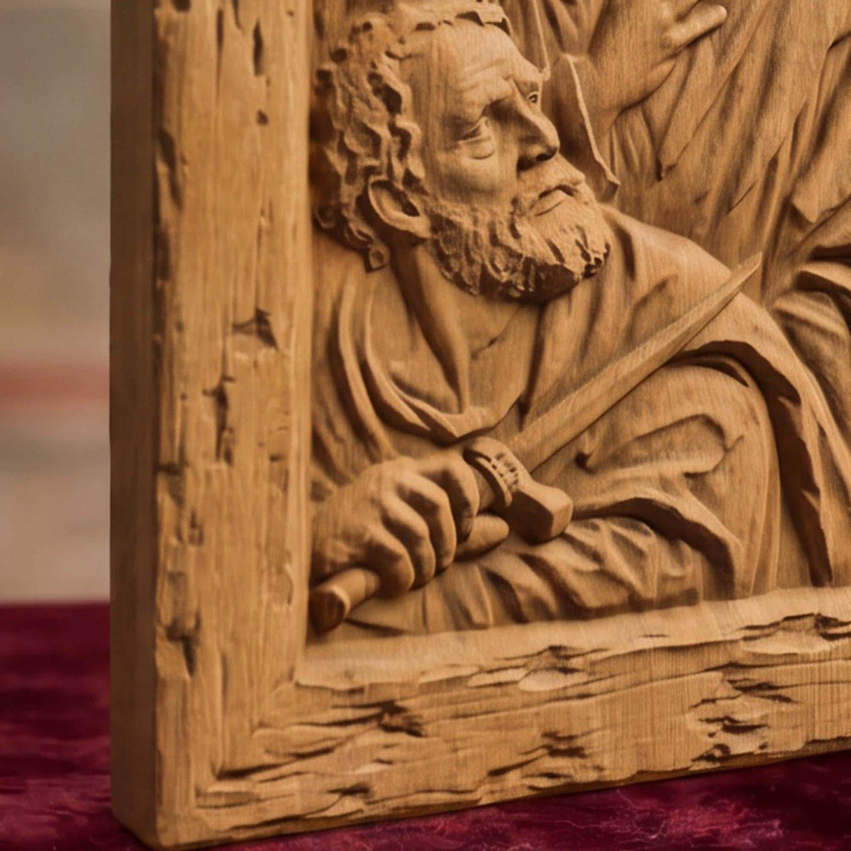 Judas Kiss Betraying Jesus Christ Wooden Carved Handmade Christian Icon  Byzantine Greek Orthodox Home Decor Cretan Holy Carvings