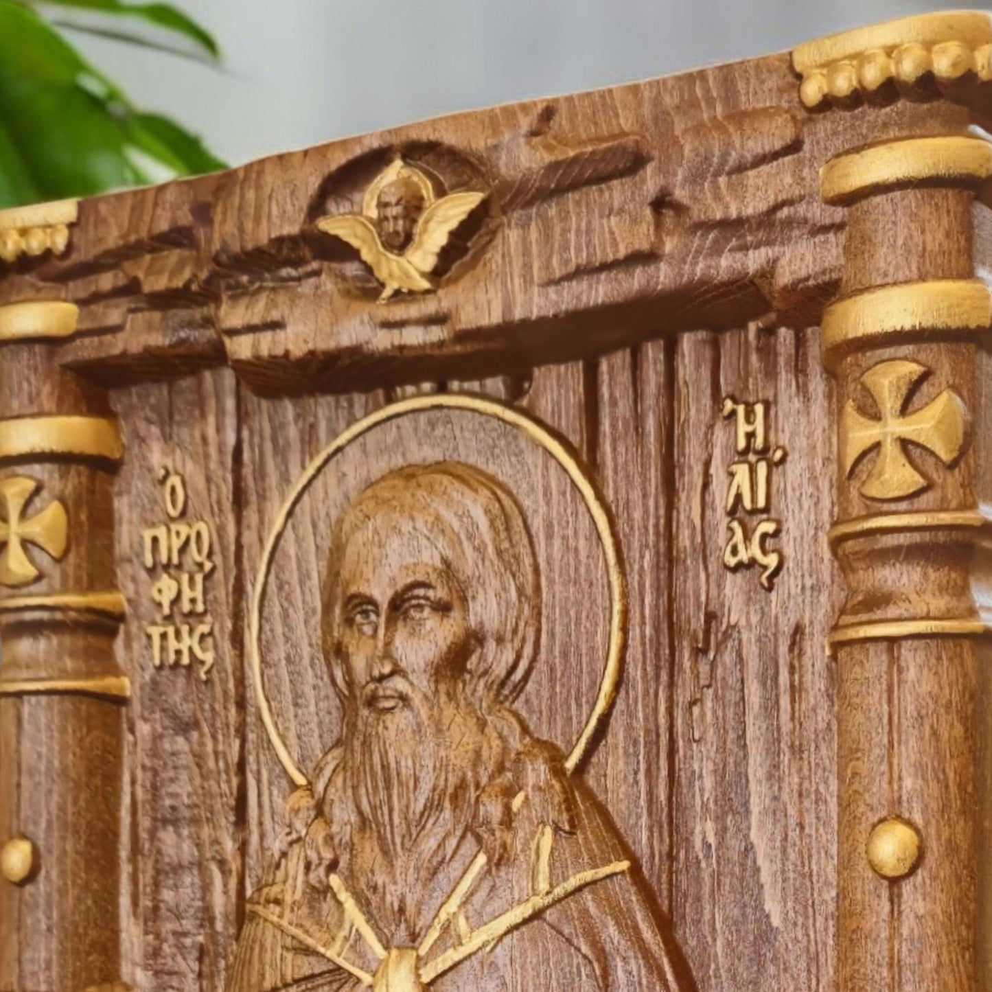 Προφήτης Ηλίας Ξυλόγλυπτη Εικόνα.