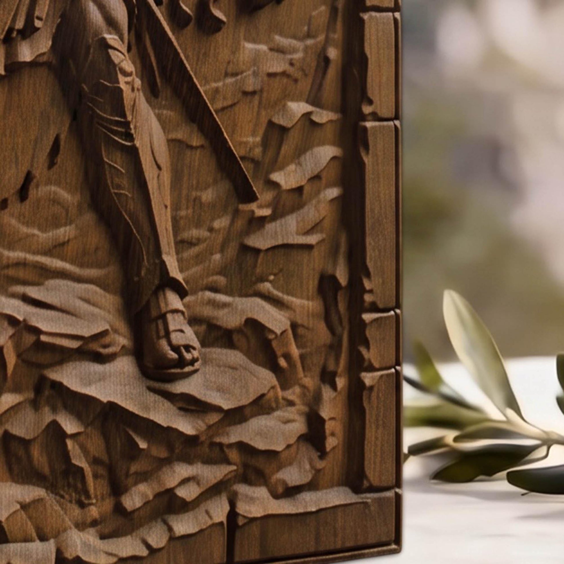 Perseus Cut Medusa's Head from Ancient Greek Mythology 3D Wooden Bas Relief Panel Art Sculptural Gift Idea Cretan Holy Carvings