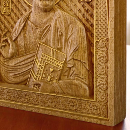 Luke the Evangelist Wooden Carved Handmade Christian Icon. Byzantine Greek Orthodox Home Art Decor.