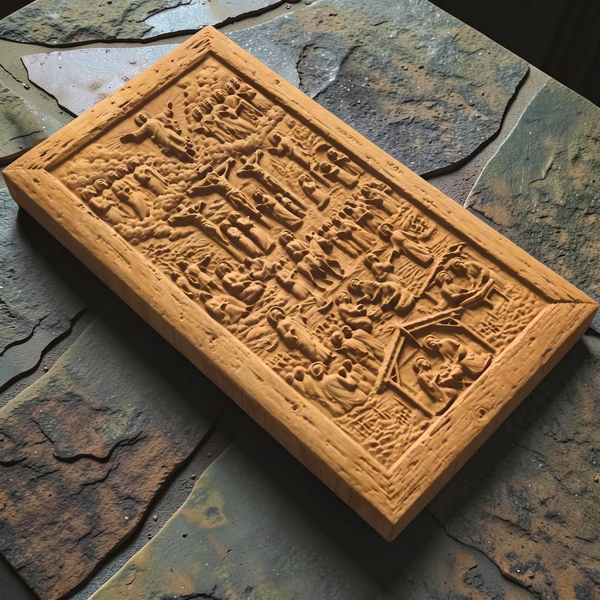 Jesus Christ Life Wooden Carved Handmade Christian Icon  Byzantine Greek Orthodox Home Art Decor Cretan Holy Carvings