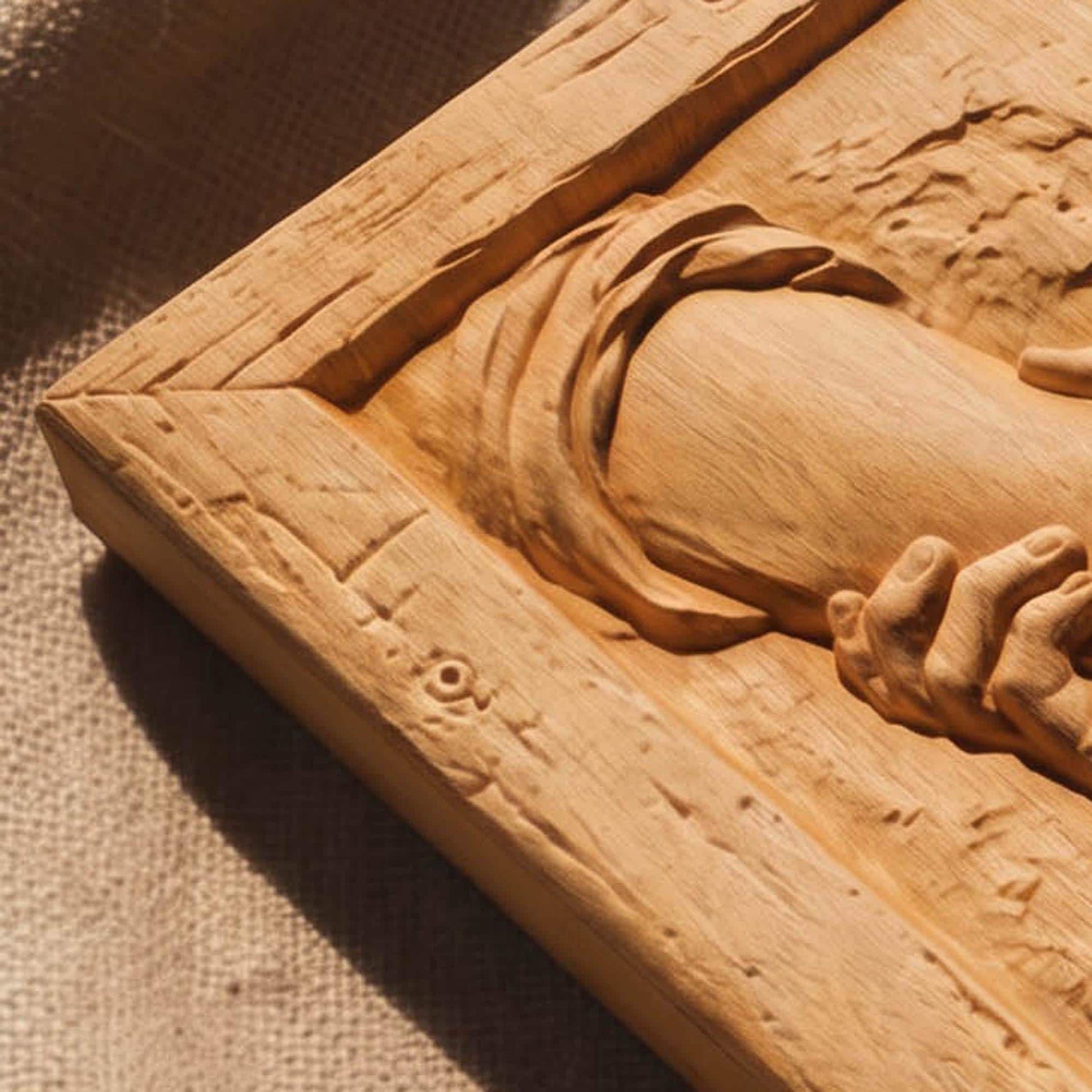 God Helps Wooden Carved Handmade Christian Icon  Byzantine Greek Orthodox Home Decor Cretan Holy Carvings