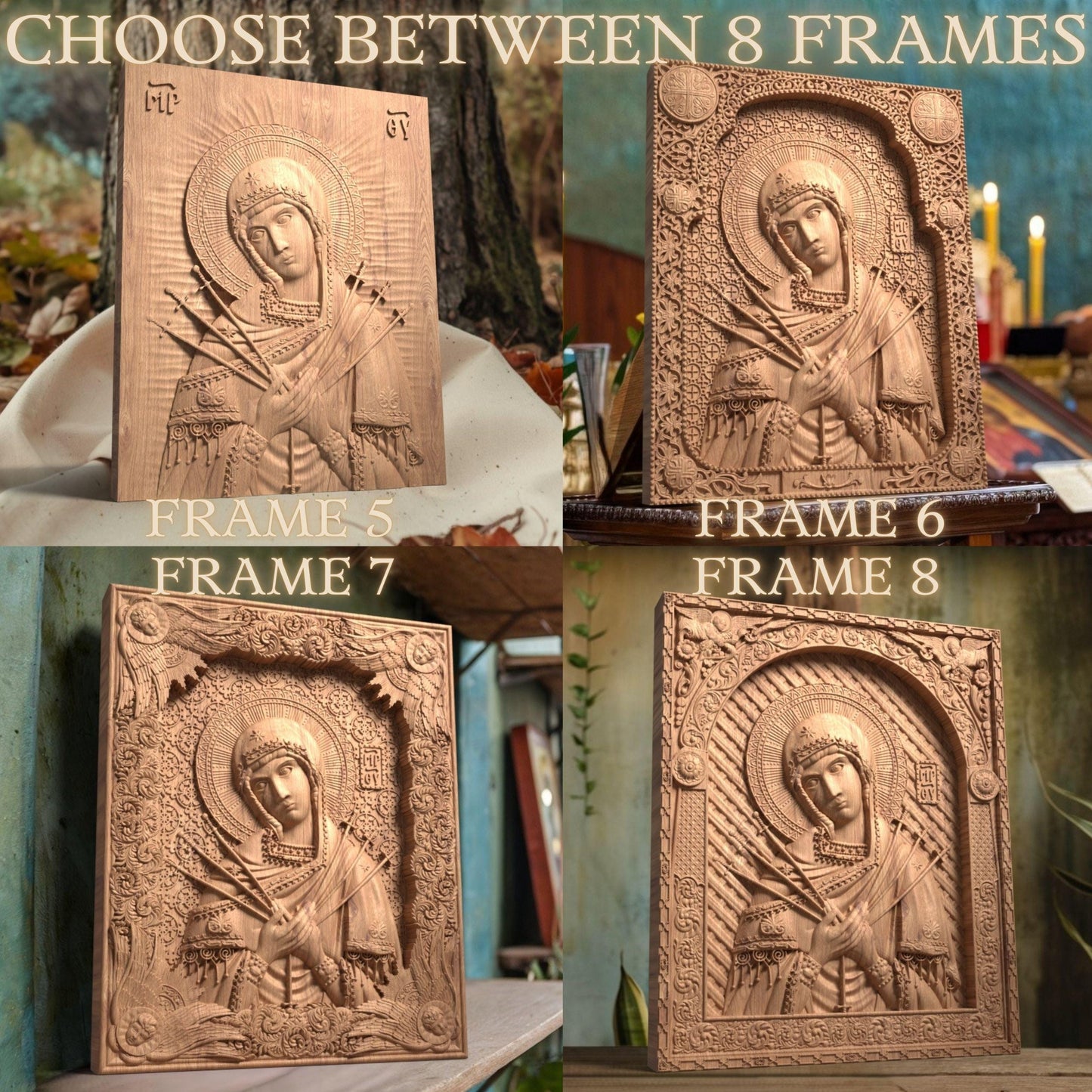 Παναγία Επτάσπαθη Ξυλόγλυπτη Εικόνα.