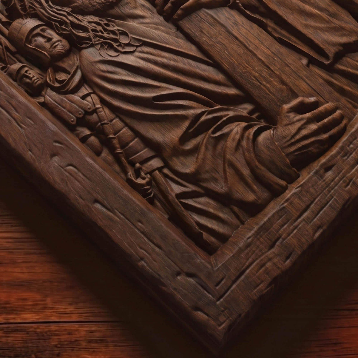 Jesus Christ Carries his Cross Wooden Carved Handmade Christian Icon  Byzantine Greek Orthodox Home Decor Cretan Holy Carvings