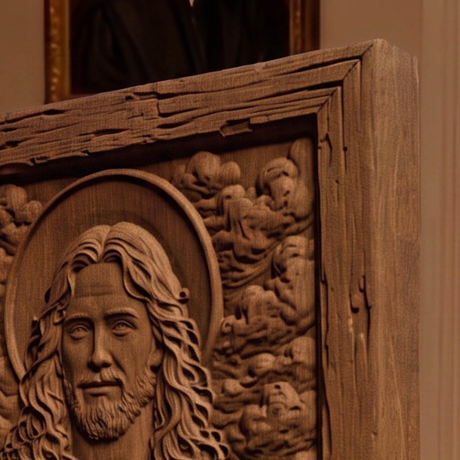 Jesus Christ - Trust Me Wooden Carved Handmade Christian Icon  Byzantine Greek Orthodox Home Decor Cretan Holy Carvings