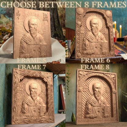 Saint Alexander Wooden Carved Handmade Christian Icon. Byzantine Greek Orthodox Home Art Decor.