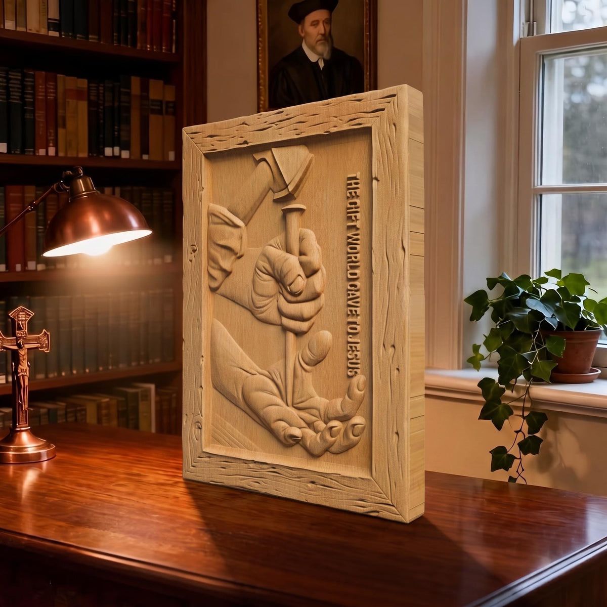 Jesus Christ - The Gift World Gave to Jesus Wooden Carved Handmade Christian Icon  Byzantine Greek Orthodox Home Decor Cretan Holy Carvings