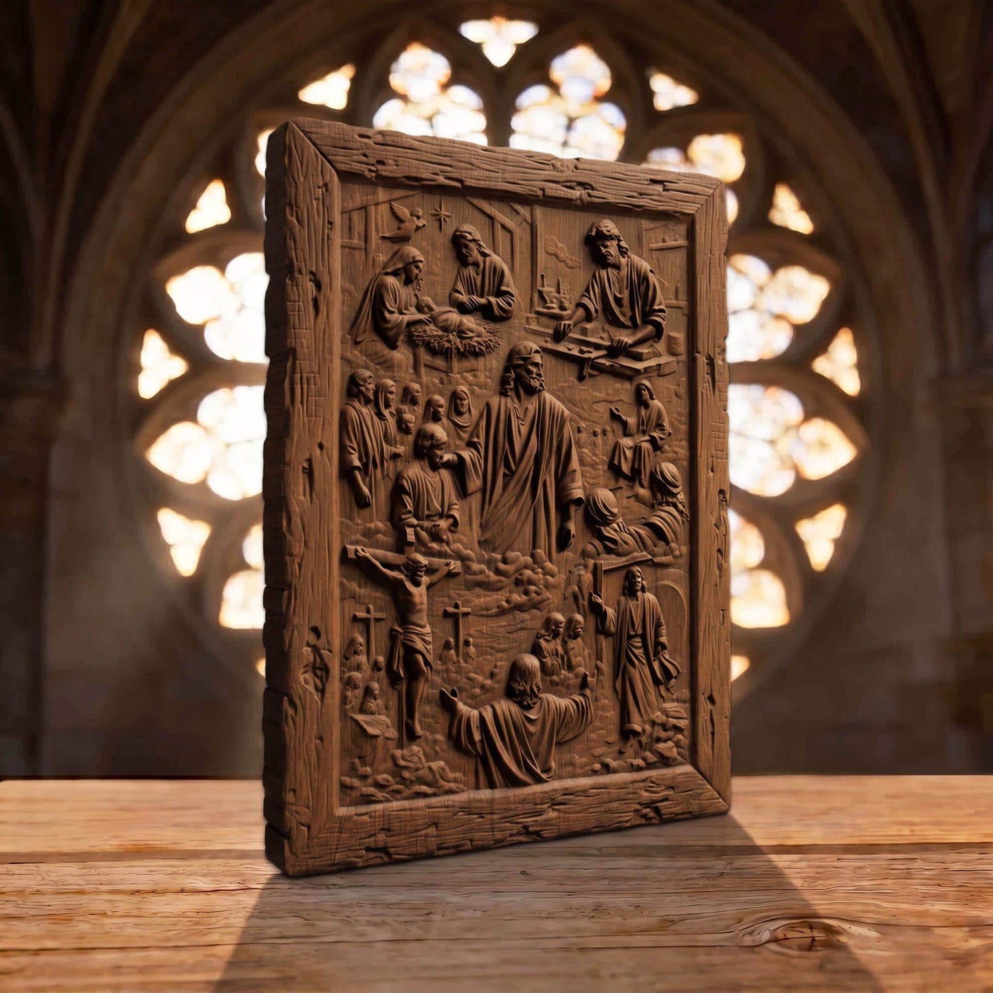 The Life of Jesus Christ Wooden Carved Handmade Christian Icon  Byzantine Greek Orthodox Home Decor Cretan Holy Carvings