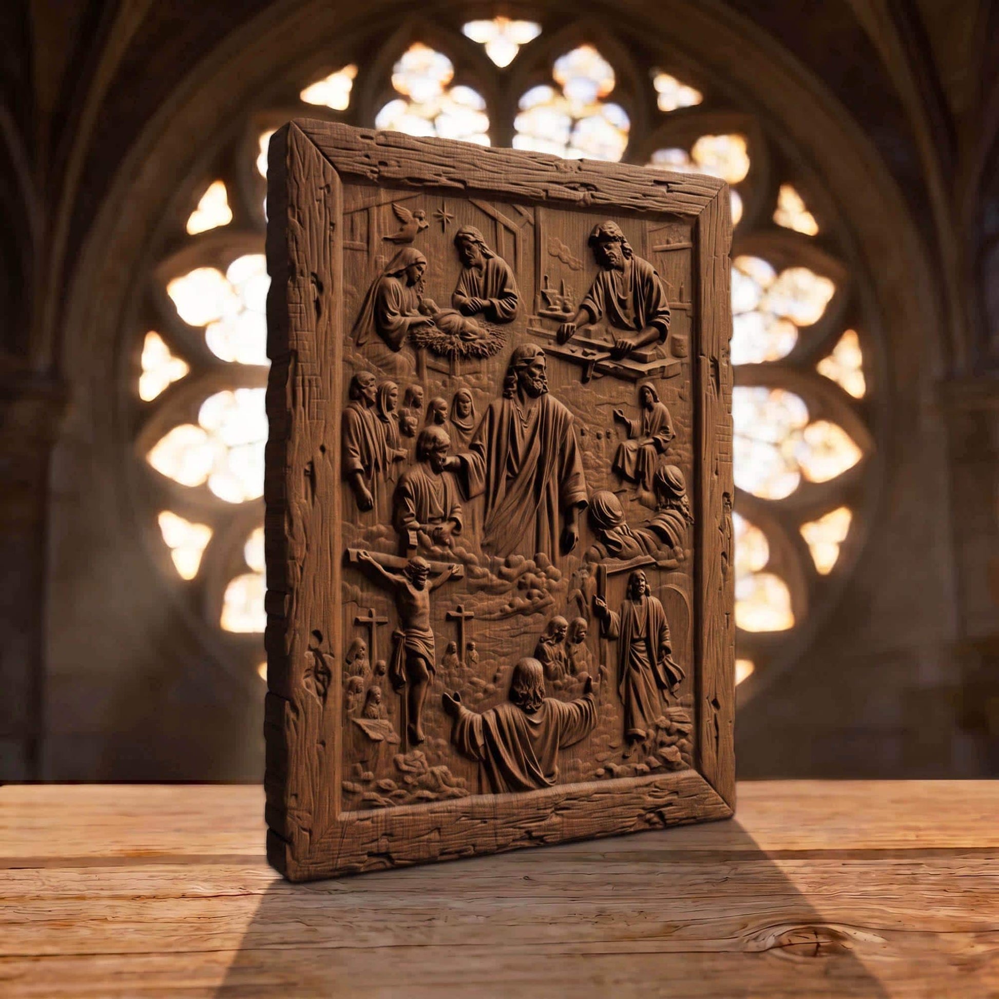 The Life of Jesus Christ Wooden Carved Handmade Christian Icon  Byzantine Greek Orthodox Home Decor Cretan Holy Carvings