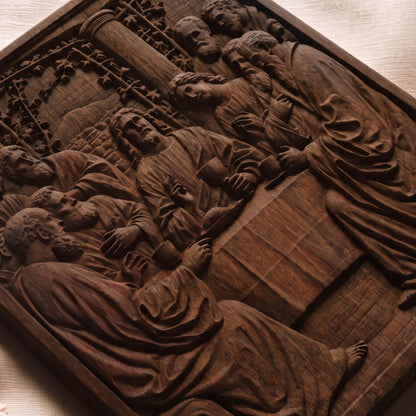 The Last Supper 3 Simple Frame Wooden Carved Handmade Christian Icon  Byzantine Greek Orthodox Home Decor Cretan Holy Carvings