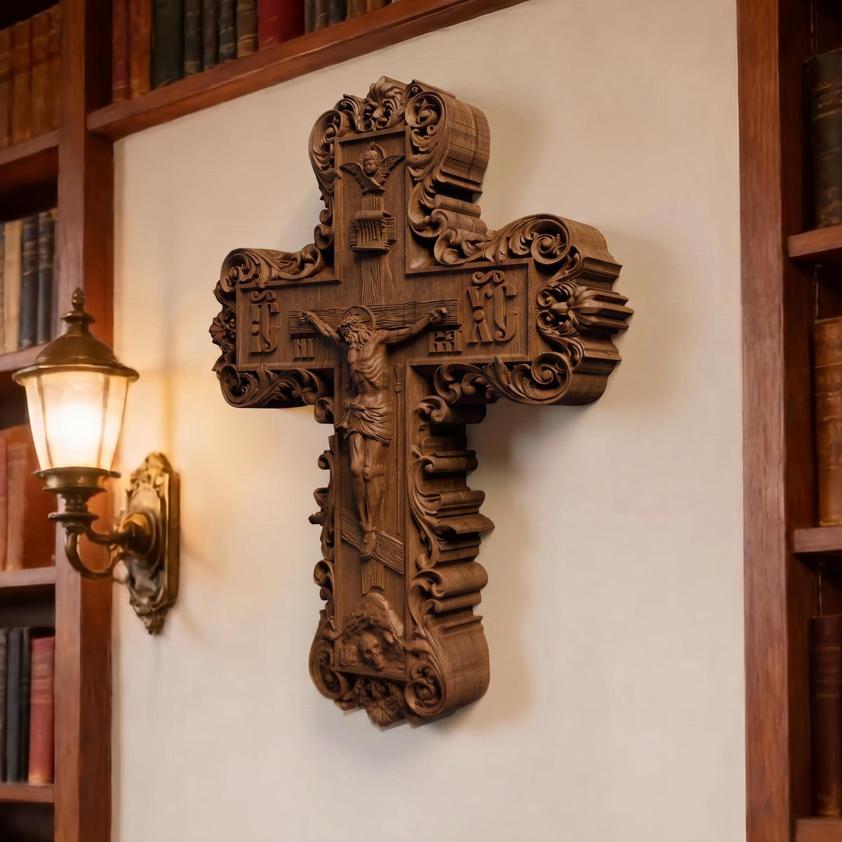 Hand Carved Cross No 11 | Wood Byzantine Greek Christian Wall Art Cretan Holy Carvings