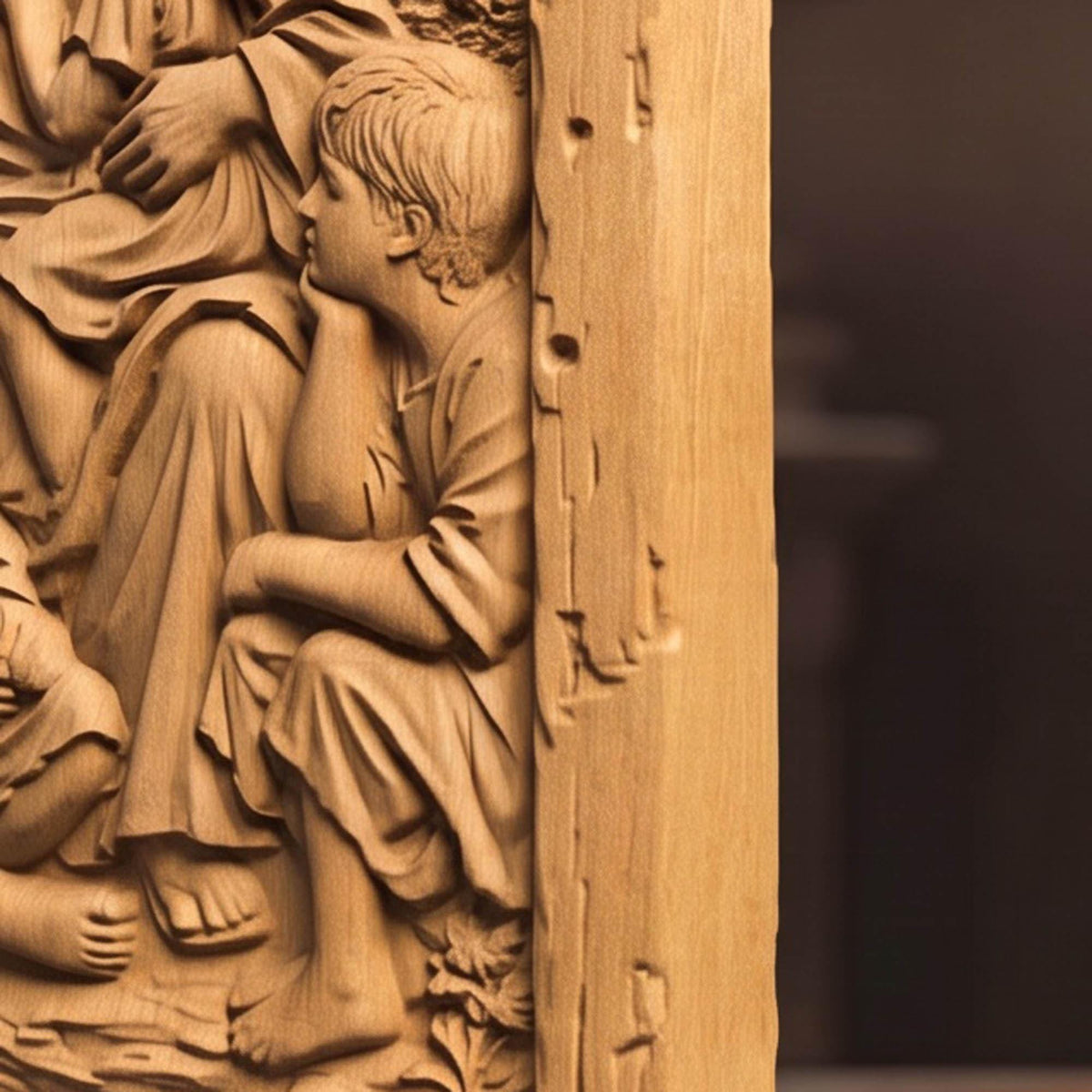 Jesus Christ Blessing the Children Wooden Carved Handmade Christian Icon  Byzantine Greek Orthodox Home Decor Cretan Holy Carvings
