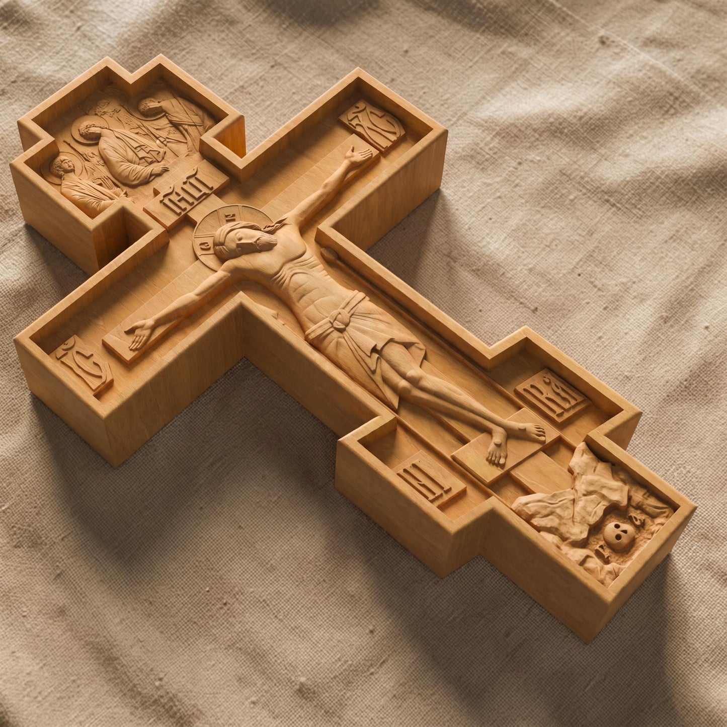 Hand Carved Cross No 9 | Wood Byzantine Greek Christian Wall Art Cretan Holy Carvings
