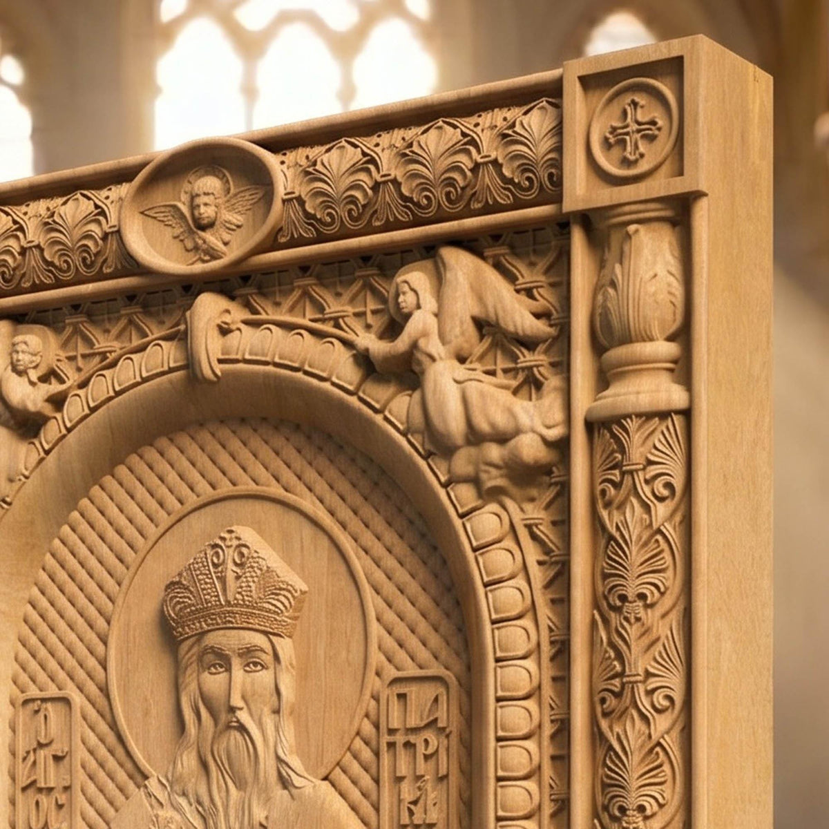 Saint Patrick Patron Saint of Ireland Wooden Carved Handmade Christian Icon | Byzantine Greek Orthodox Home Art Decor