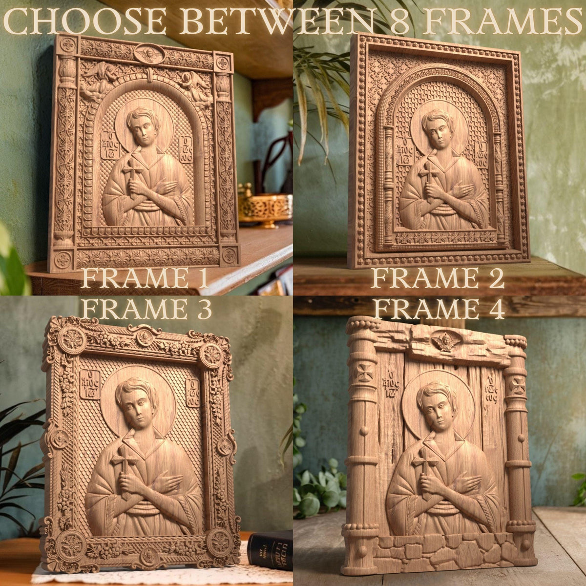 Saint John the Russian Wooden Carved Handmade Christian Icon. Byzantine Greek Orthodox Home Art Decor.