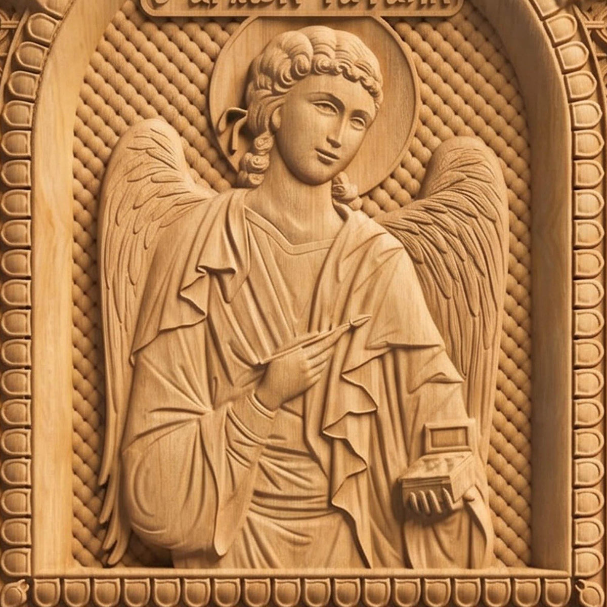 Archangel Raphael Wooden Carved Handmade Christian Icon | Byzantine Greek Orthodox Home Art Decor
