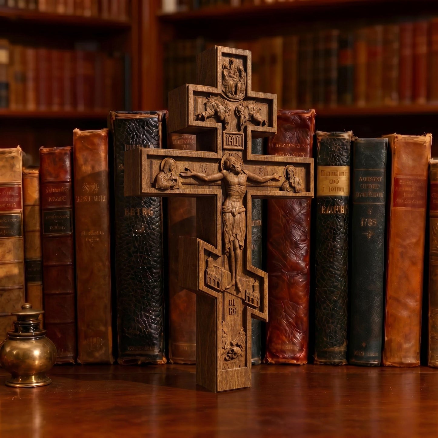 Hand Carved Cross No 1 | Wood Byzantine Greek Christian Wall Art