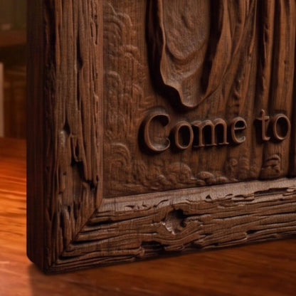 Jesus Christ - Come to Me Wooden Carved Handmade Christian Icon  Byzantine Greek Orthodox Home Decor Cretan Holy Carvings