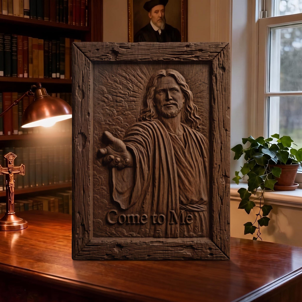 Jesus Christ - Come to Me Wooden Carved Handmade Christian Icon  Byzantine Greek Orthodox Home Decor Cretan Holy Carvings